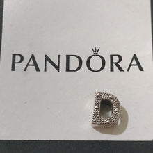 Load image into Gallery viewer, Pandora Sterling Silver Open Letter D Alphabet Charm with Heart Pattern - 797458
