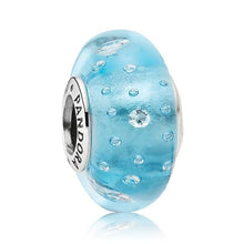 Load image into Gallery viewer, Pandora Blue Effervescence Murano Glass Charm w/ Clear CZs 791618cz
