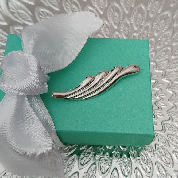 Vintage Sterling Silver Carla Modernist Feather Pin Brooch