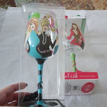 Load image into Gallery viewer, Delish Hand painted Holiday + Girlfriends Goblets, Set of 2