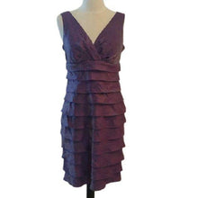 Load image into Gallery viewer, London Times Shimmery Plum Layered Dress, 6