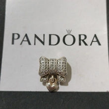 Load image into Gallery viewer, Pandora Retired Sterling Silver Heart and Bow Charm with Clear Zirconia - 791776