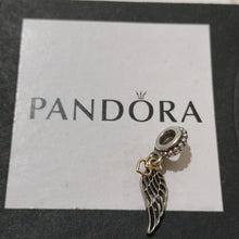 Load image into Gallery viewer, Pandora Sterling Silver + 14K Gold Love + Guidance Religious Angel Wing 791389