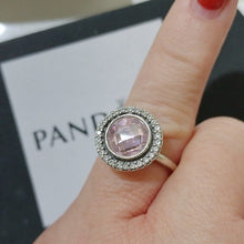 Load image into Gallery viewer, Pandora Ster Silver Brilliant Legacy Ring w/ Pink Zirconia - 190904pcz Size 52