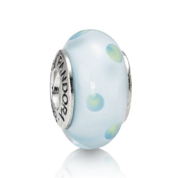 Pandora Murano Glass Teal  Blue Green Polka Dots 790605 ALE 925