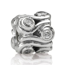 Load image into Gallery viewer, Pandora Retired Sterling Silver Ocean Wave Bead with Clear Zirconia - 790369CZ