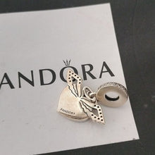 Load image into Gallery viewer, Pandora Sterling Silver Heart + Angel Wings Dangle w/ Clear Zirconia -798485C01