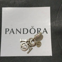 Load image into Gallery viewer, Pandora Sterling Silver I Love You Dangle Charm w/ Fuchsia Zirconia - 796596fpc