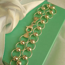 Load image into Gallery viewer, Vintage Italian Sterling Silver Link + Bead Bracelet, 7"