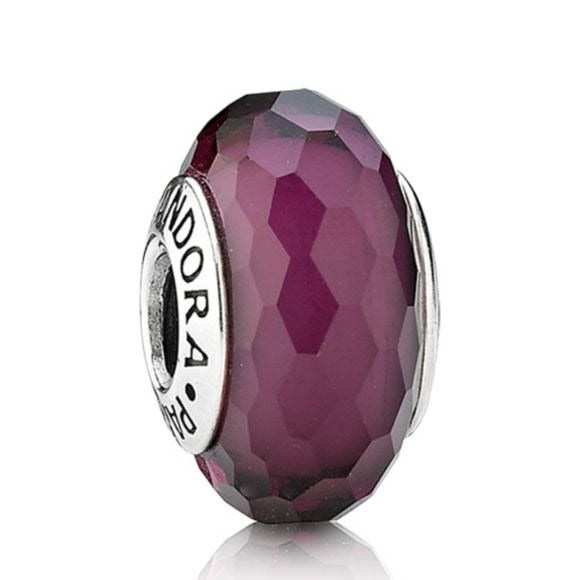 Pandora Retired Sterling Silver Purple Fascinating Faceted Murano Glass Bead