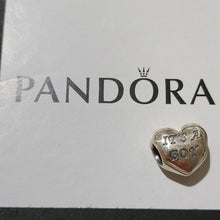 Load image into Gallery viewer, Pandora Retired Sterling Silver Baby Boy Heart Charm w/ Blue Zirconia- 791281czb
