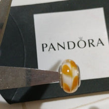 Load image into Gallery viewer, Pandora Retired Sterling Silver Yellow Swirl Murano Glass Bead - 790670