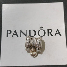 Load image into Gallery viewer, Pandora Retired Sterling Silver Heart and Bow Charm with Clear Zirconia - 791776