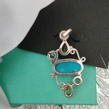 Load image into Gallery viewer, Sterling Silver, Turquoise, Topaz + Peridot Oval Pendant