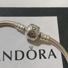 Load image into Gallery viewer, Pandora Sterling Silver 7" Snakechain Starter Bracelet w/ 2 Ribbed Clips 790163