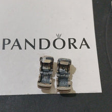 Load image into Gallery viewer, Pandora Sterling Silver 7" Snakechain Starter Bracelet w/ 2 Ribbed Clips 790163