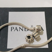 Load image into Gallery viewer, Pandora Sterling Silver 7" Snakechain Starter Bracelet w/ 2 Ribbed Clips 790163