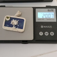 Load image into Gallery viewer, Sterling Silver South Carolina Crescent, Palmetto Framed Glass Pendant 925