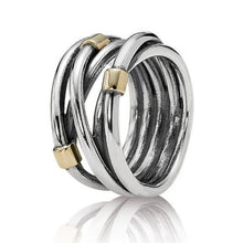 Load image into Gallery viewer, Pandora Sterling Silver Rope Wide Band Ring with 14K Gold - 190383 Size 6