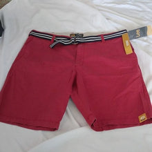 Load image into Gallery viewer, Lee Men's Walker Flat Front Shorts with Belt, Burnt Red, 40