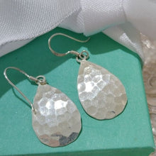 Load image into Gallery viewer, Sterling Silver Hammered Teardrop Earrings on French Hooks
