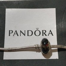 Load image into Gallery viewer, Pandora Retired Clear Murano Glass Bead with Black Hearts - 790665