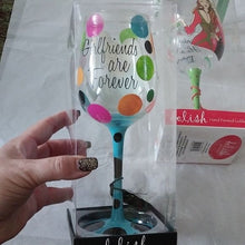 Load image into Gallery viewer, Delish Hand painted Holiday + Girlfriends Goblets, Set of 2