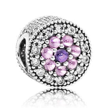 Load image into Gallery viewer, Pandora Sterling Silver Dazzling Floral Charm w/Pink, Purple +Clear CZs 791820PCZMX