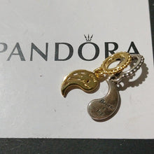 Load image into Gallery viewer, Pandora 14K Gold-Plated + Sterling Silver Splittable Sun + Moon Dangle Charm