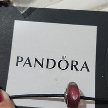 Load image into Gallery viewer, Pandora Retired Sterling Silver Cerise Heart Murano Glass Charm 791664cz