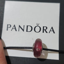 Load image into Gallery viewer, Pandora Retired Sterling Silver Cerise Heart Murano Glass Charm 791664cz
