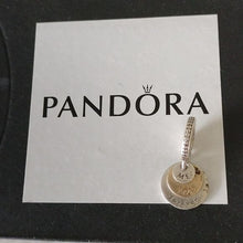 Load image into Gallery viewer, Pandora Sterling Silver and 14K Gold You and Me Forever Dangle Charm 791979cz
