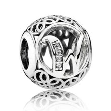 Load image into Gallery viewer, Pandora Sterling Silver Vintage Letter W Charm with Clear Zirconia - 791867CZ
