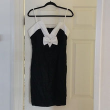 Load image into Gallery viewer, Impromptu Semi Formal Black + White Bow Dress, Size 12
