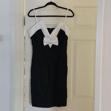 Load image into Gallery viewer, Impromptu Semi Formal Black + White Bow Dress, Size 12