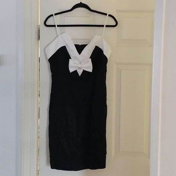 Impromptu Semi Formal Black + White Bow Dress, Size 12