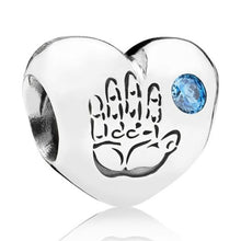 Load image into Gallery viewer, Pandora Retired Sterling Silver Baby Boy Heart Charm w/ Blue Zirconia- 791281czb
