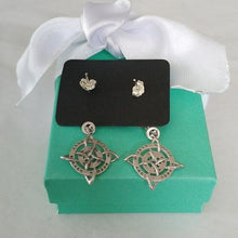 Load image into Gallery viewer, Sterling Silver Double Halo Circle Celtic Cross Post Earrings