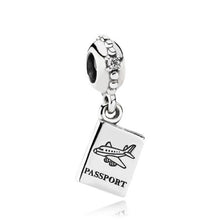 Load image into Gallery viewer, Pandora Sterling Silver Adventure Awaits Airplane Passport Dangle 791147cz