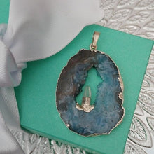 Load image into Gallery viewer, Artisan Sterling Silver Geode Slice with Inner Peace Quartz Crystal Pendant