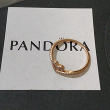 Load image into Gallery viewer, Pandora Rose Sparkling Wishbone Heart Ring w/ Clear Zirconia - 189302C01