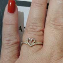 Load image into Gallery viewer, Pandora Rose Sparkling Wishbone Heart Ring w/ Clear Zirconia - 189302C01