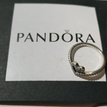 Load image into Gallery viewer, Pandora Sterling Silver Sparkling Wishbone Heart Ring w/ Clear Zirconia Size 6