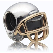Load image into Gallery viewer, Pandora Retired Sterling Silver w/ 14K Gold Football Helmet Sports Bead- 790570