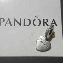 Load image into Gallery viewer, Pandora Sterling Silver + 14K Gold Love You Forever Dangle Heart Charm 792042cz