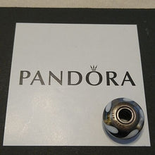 Load image into Gallery viewer, Pandora Murano Black/White Swirl Charm 790676 Sterling Silver 925 ALE