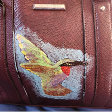 Load image into Gallery viewer, Dana Buchman BurgundyTote with OOAK Hummingbird Artwork