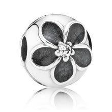Load image into Gallery viewer, Pandora Sterling Silver Mystic Floral Clip w/ Clear Zirconia + Black 791408cz