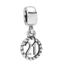 Load image into Gallery viewer, Pandora Retired Sterling Silver 21st Birthday Dangle Charm - 790496