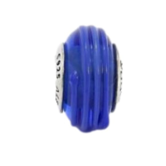 Pandora Murano Glass Bead Blue Ribbons 790612 ALE 925